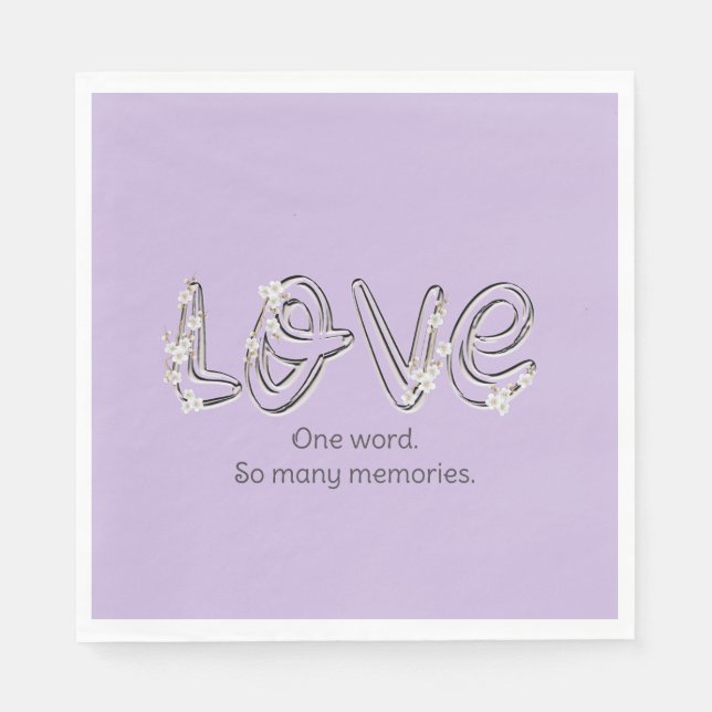 Anniversary Almond Blossom Love Text Napkins (Front)