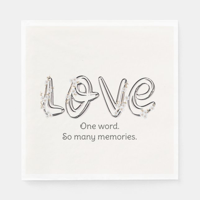 Anniversary Almond Blossom Love Text Napkins (Front)