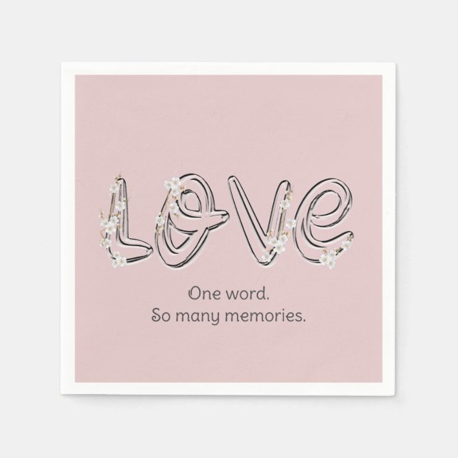Anniversary Almond Blossom Love Text Napkins (Front)