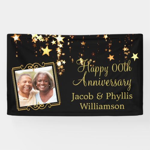 Anniversary  ANY Year  Black and Gold Photo Banner