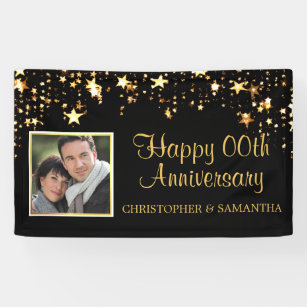 Anniversary   ANY Year   Black & Gold Photo Banner