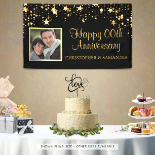 Anniversary   ANY Year   Black & Gold Photo Banner