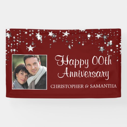 Anniversary  ANY Year  Burgundy Photo Banner