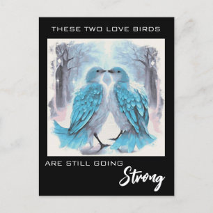 *~* Anniversary Artsy Love Birds Winter AP54 Postcard