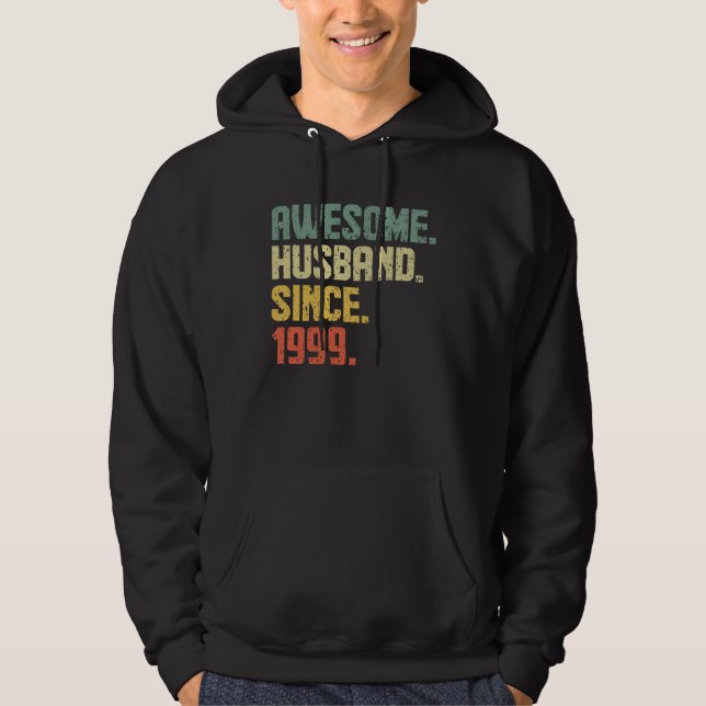 Anniversary Awesome Husband Since 1999 Retro Hoodie (Front)
