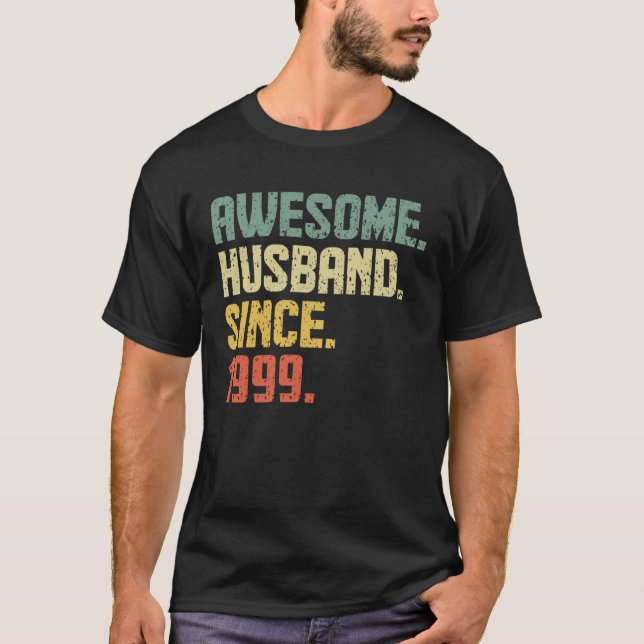 Anniversary Awesome Husband Since 1999 Retro T-Shirt (Front)