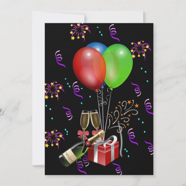 Anniversary Balloons Bottle Bucket Celebration Thank You Card (Front)