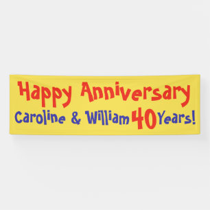 Anniversary Banner with Names and Years Married