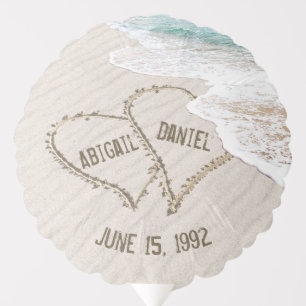 Anniversary Beach Sand Hearts with Names Balloon