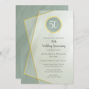 anniversary birthday 50th grayed jade w gold frame invitation