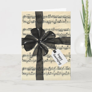 Anniversary Black Bow On Sheet Music  Card