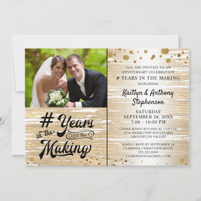 Anniversary Black Gold YEARS IN THE MAKING Invitation (Front)