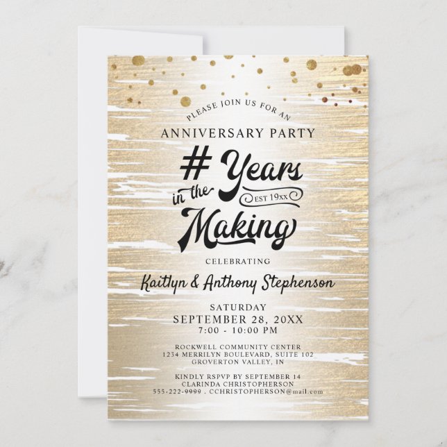 Anniversary Black Gold # YEARS IN THE MAKING Invitation (Front)