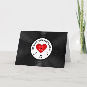 Anniversary Black Vinyl Record With Song Title Card