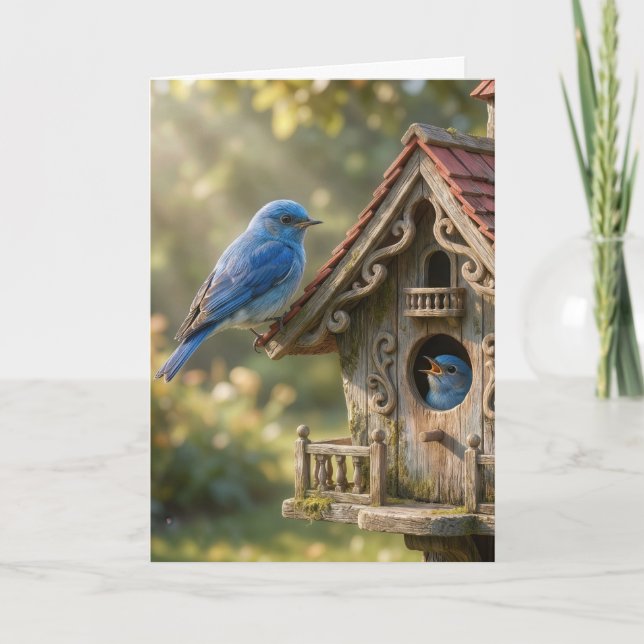 Anniversary Bluebirds for Spouse Card (Front)