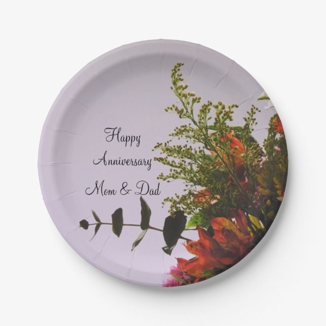 Anniversary Bouquet Paper Plates (Front)