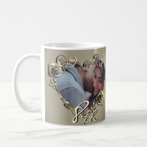 Anniversary Bronzy Rose Heart Frame Coffee Mug