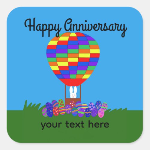 Anniversary Bunny Hot Air Balloon 2 Stickers