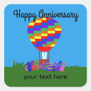 Anniversary Bunny Hot Air Balloon #2 Stickers
