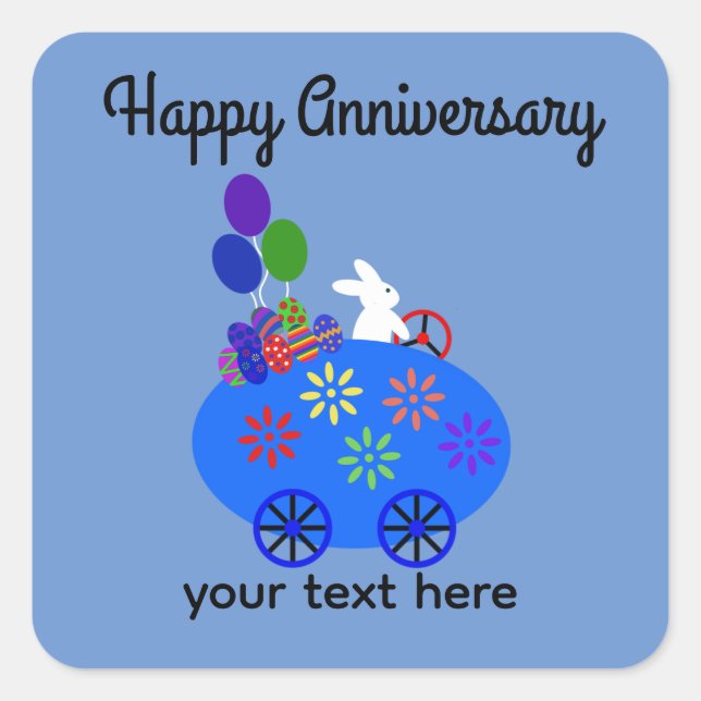 Anniversary Bunny Riding Egg Car #3 Stickers (Front)
