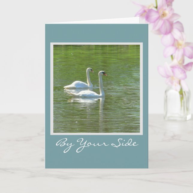 ANNIVERSARY/BY YOUR SIDE ALWAYS/TWO SWANS GLIDING CARD (Orchid)