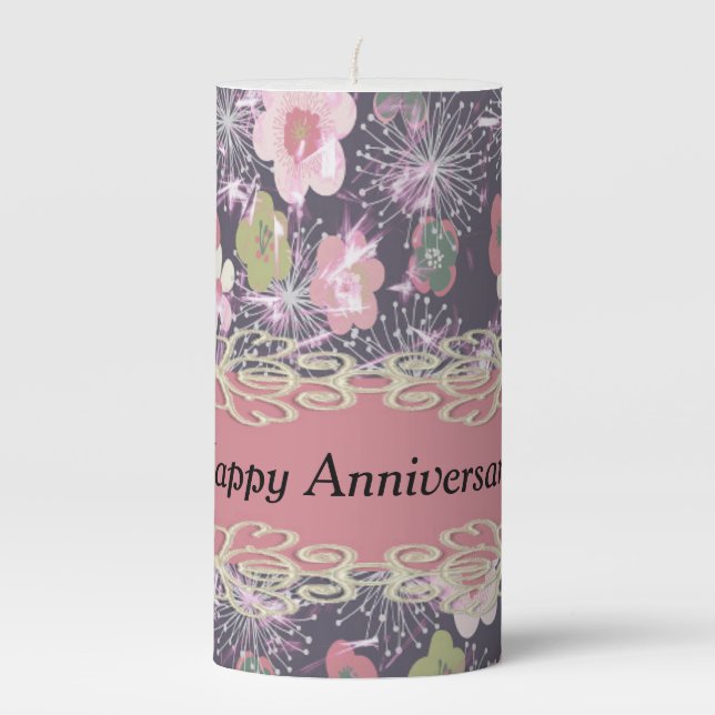 Anniversary Candle Large in Pink Beige & Grey (Front)