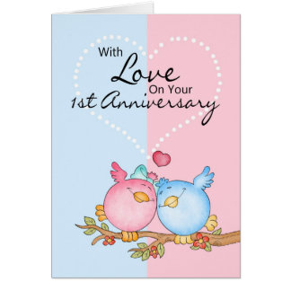 anniversary card - 1st anniversary love birds