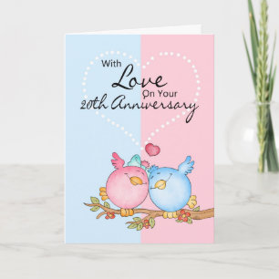 anniversary card - 20th anniversary love birds