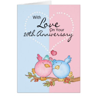 anniversary card - 20th anniversary love birds