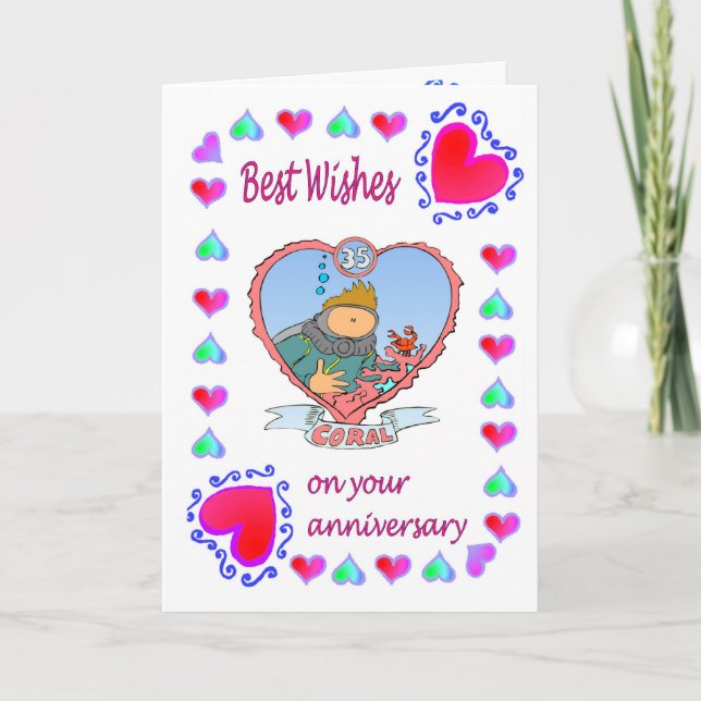 Anniversary card 35 coral (Front)