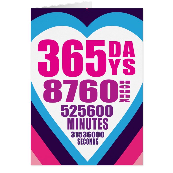 Anniversary Card - 365 Days - 1 Love | Zazzle