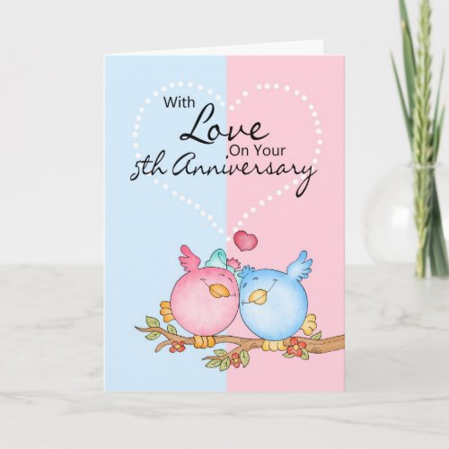anniversary card _ 5th anniversary love birds