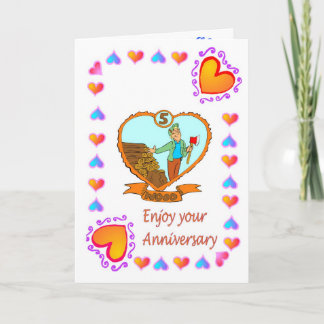 Anniversary card 5th wood