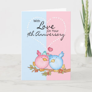 anniversary card - 9th anniversary love birds