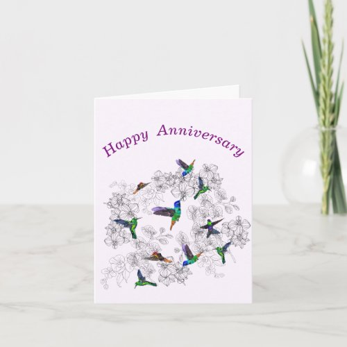 Anniversary Card Flying Spring Birds Personalized