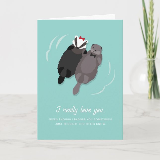 Anniversary Card for Husband Otter and Badger (Front)