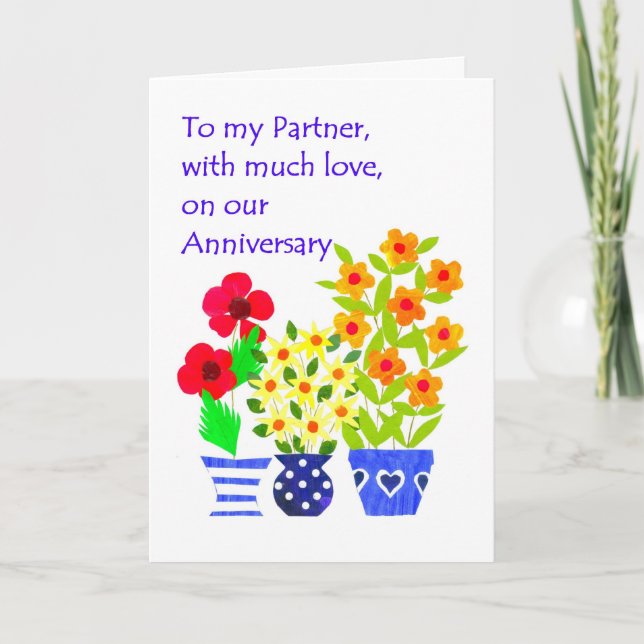 Anniversary Card for Partner - Flower Power (Front)