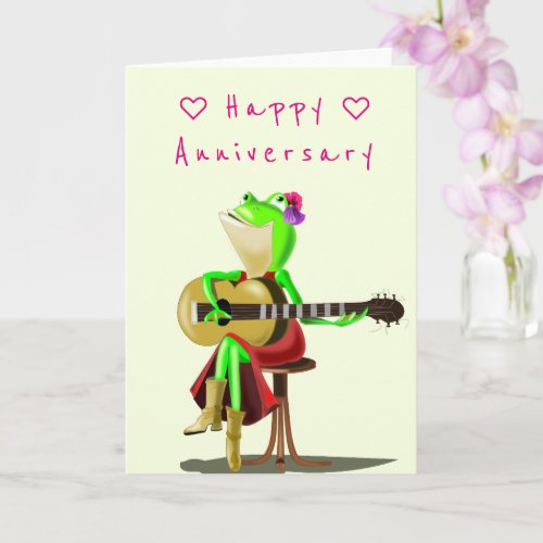 Anniversary Card Romantic Frog with Guitar _ Funny