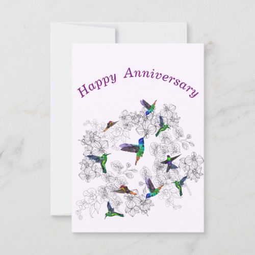 Anniversary Card with Flying Spring Birds