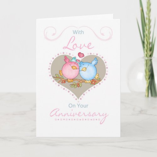 Anniversary Card With Two Loving Birds _ Anniversa