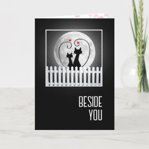 Anniversary Cats On Fence With Moon Card