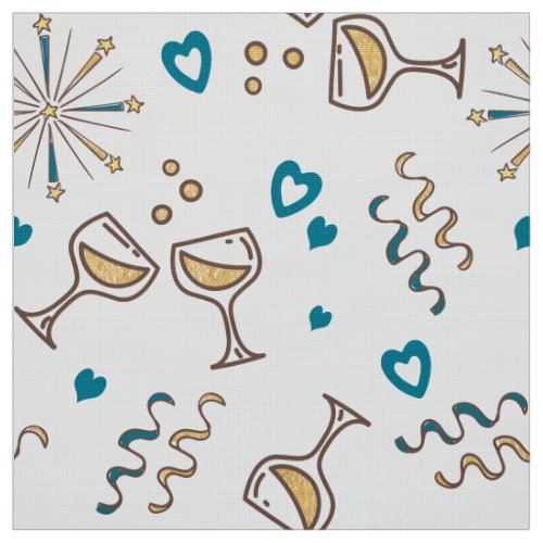 Anniversary Celebration Patterns BlueGold ID723 Fabric