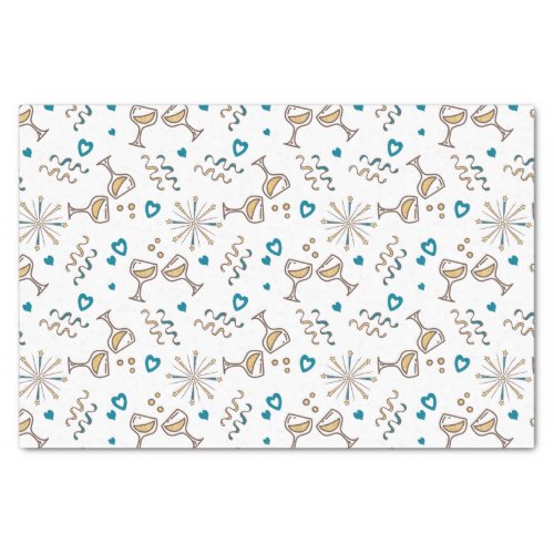 Anniversary Celebration Patterns BlueGold ID723 Tissue Paper