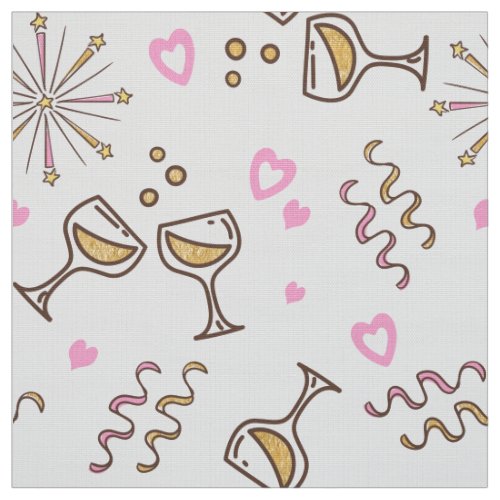 Anniversary Celebration Patterns PinkGold ID723 Fabric