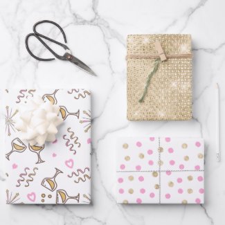 Anniversary Celebration Patterns Pink/Gold ID723