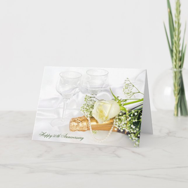 anniversary-champagne and rose card (Front)