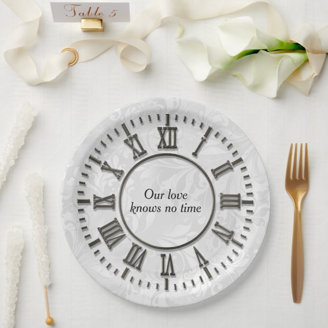 Anniversary Clock with No Hands Paper Plates (Wedding)
