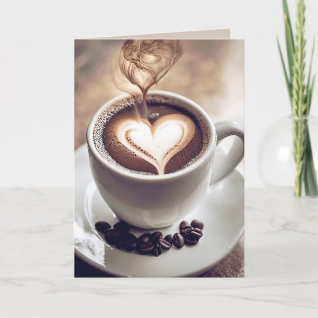 Anniversary Coffee With Heart and Steam Card (Front)
