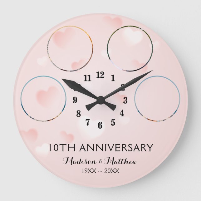 Anniversary Collage Photo Large Clock (Front)