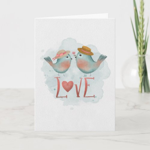 Anniversary Congratulations Watercolor LOVE Birds  Card